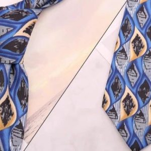 Cravate Fleurie Mariage Bleu Design