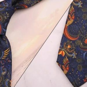 Cravate Fleurie Mariage Bleu Marine