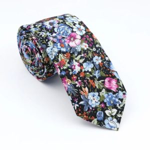 cravate fleurie multicolore
