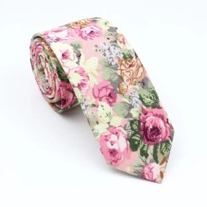 Cravate Fleurie Rose Nature