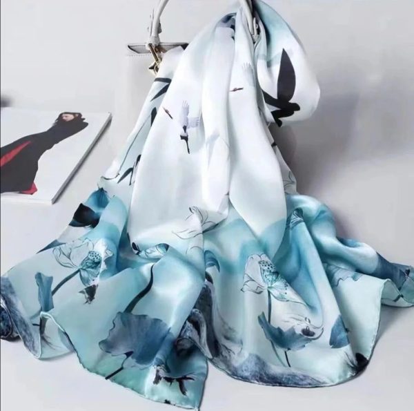 Echarpe A Fleurs Bleu