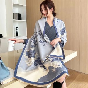 Echarpe Fleurie Bleu