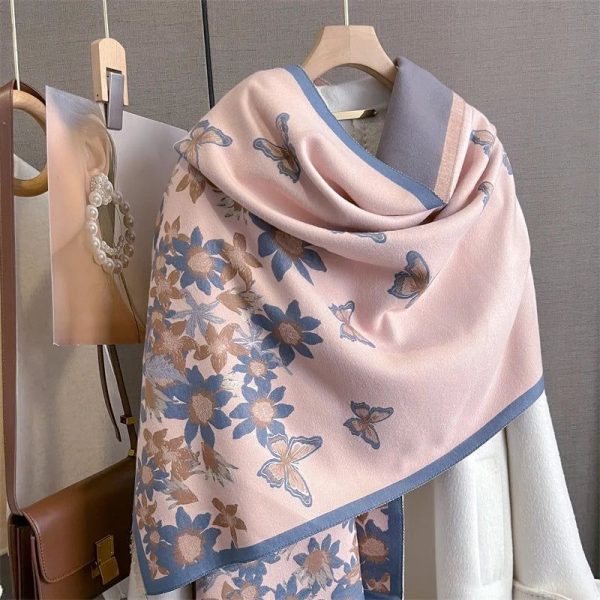 Echarpe Fleurie Brun