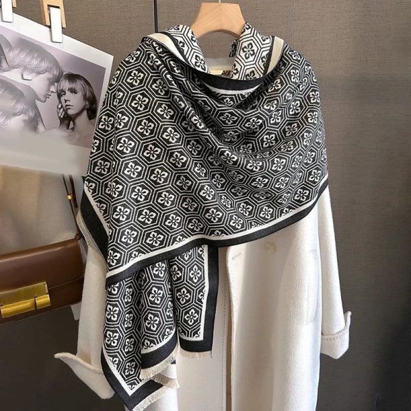 Echarpe Fleurie Noir