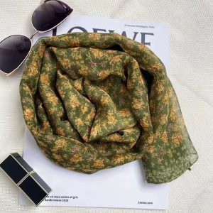 Foulard Fleuri Kaki