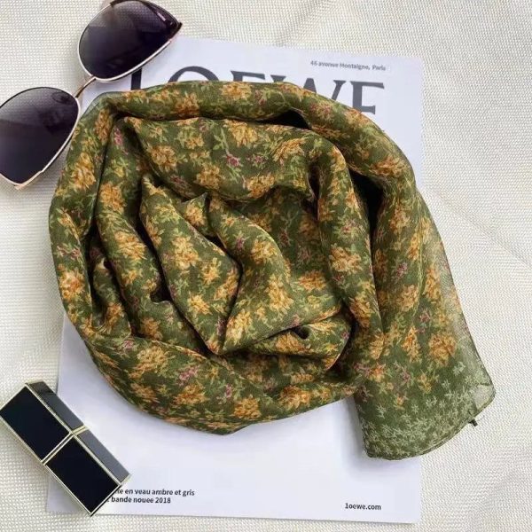 Foulard Fleuri Kaki