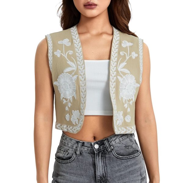 Gilet A Fleur Brodé