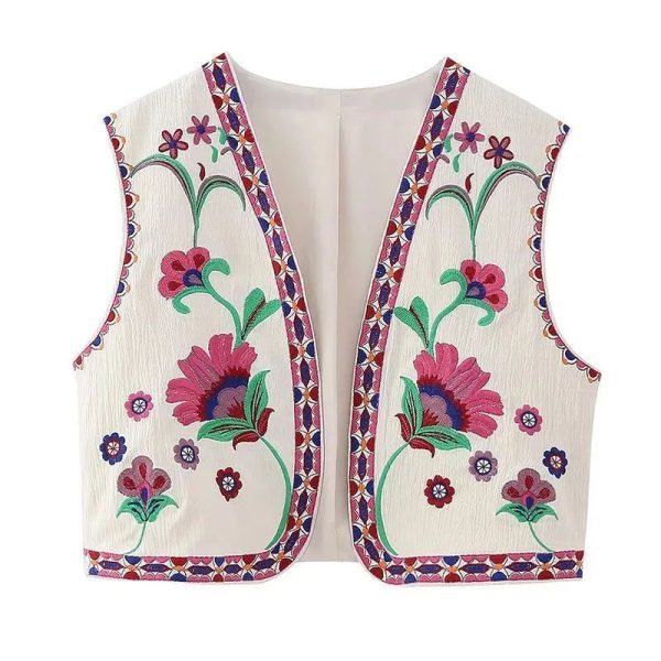Gilet Fleuri Femme Epuré Design Rouge