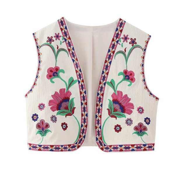 Gilet Fleuri Femme Vintage Design