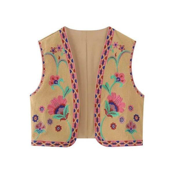 Gilet Fleuri Femme Vintage Design Rose