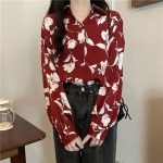 haut femme chemise fleurie rouge
