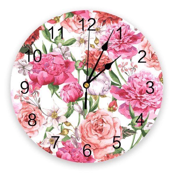 Horloge Fleurie Moderne Roses Colorés