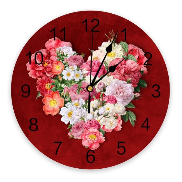 Horloge Fleurie Moderne Rouge