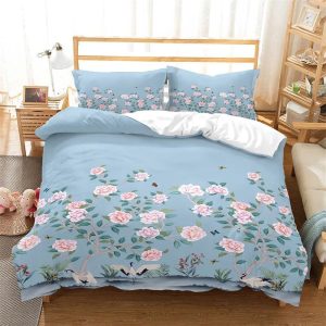 Housse De Couette Fleurie Bleu Clair