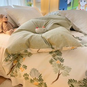 Housse De Couette Fleurie Verte