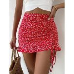 Jupe Fleurie Minimaliste rouge