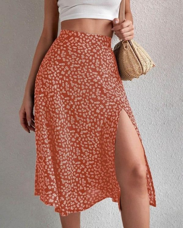 jupe fleurie simple epuré orange