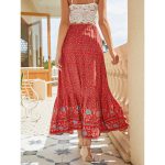 jupe fleurie vintage rouge pour femme