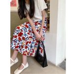 jupe longue à motifs floraux coréens