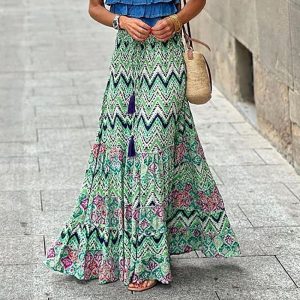 Jupe Longue Fleurie Bohème rétro Verte