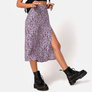 Jupe Longue Fleurie Fashion Violette