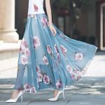 Jupe Longue Fleurie Retro Bleue