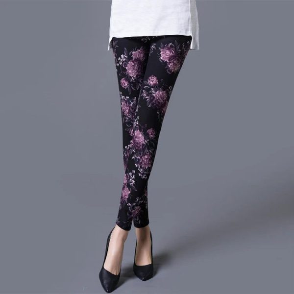 Legging Fleuri Femme Noir