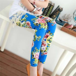 Legging Fleuri Sport Bleu