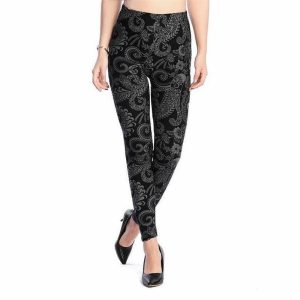 Legging Fleuri Sport Noir