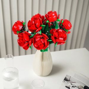 bouquet de roses en blocs de construction