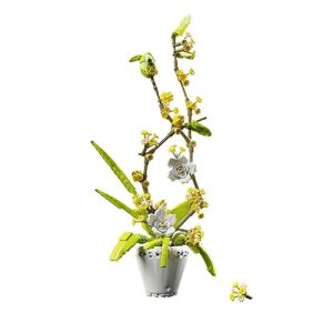 bloc de construction fleur orchidée coloré jaune