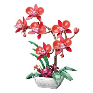 fleur orchidée rouge bloc de construction