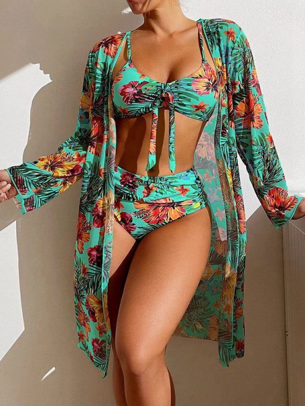 Maillot De Bain Fleuri Bikini Fleuri Turquoise