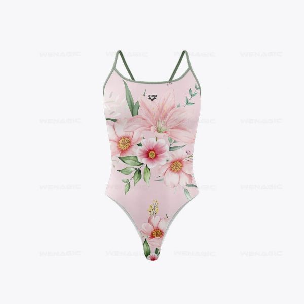 Maillot De Bain Fleuri Elégant Rose