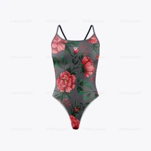 Maillot De Bain Fleuri Epuré Rose