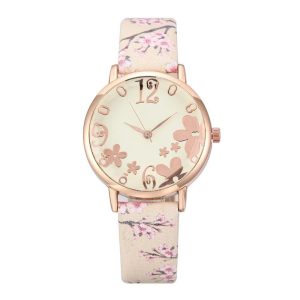Montre Fleurie Rose Clair