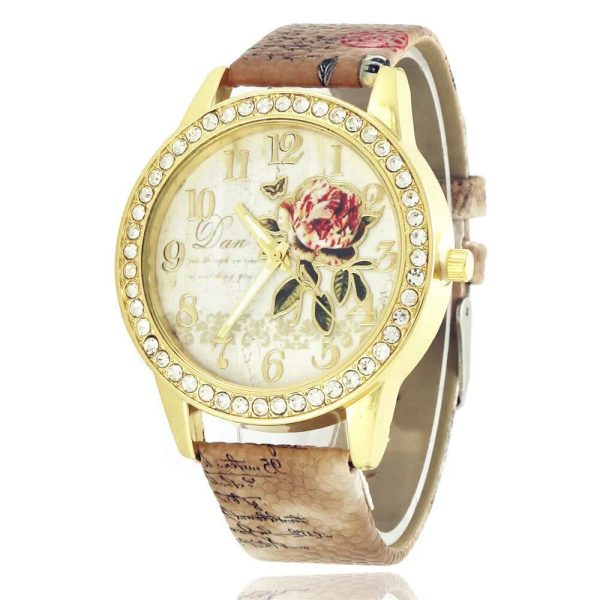 Montre Fleurie Rose Luxueuse