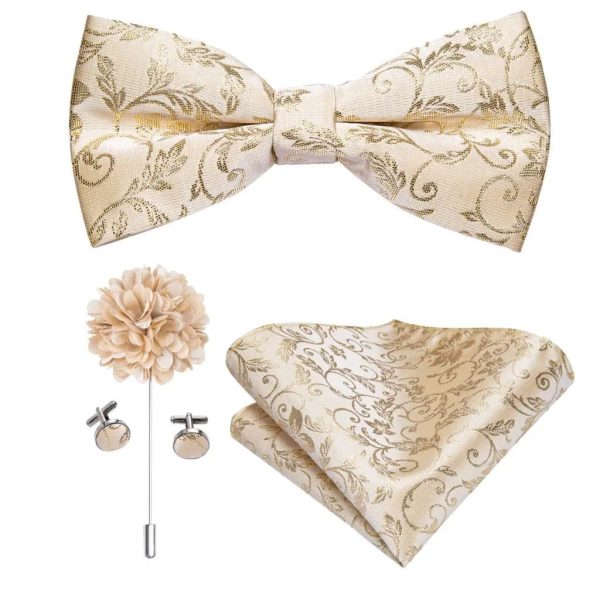 Noeud Papillon Fleuri Beige Design