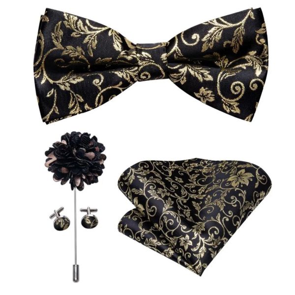 Noeud Papillon Fleuri Noir
