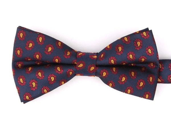 Noeud Papillon Fleuri Rouge-Bleu