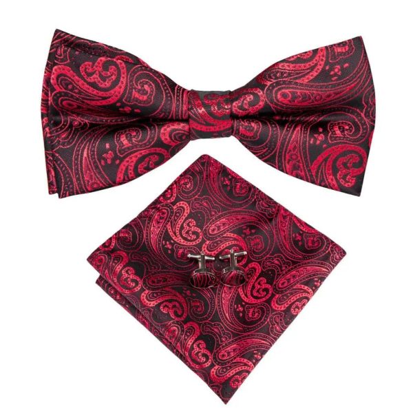 Noeud Papillon Fleuri Rouge Bordeaux