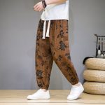 pantalon chinois en lin brun