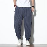 pantalon homme rayure lin