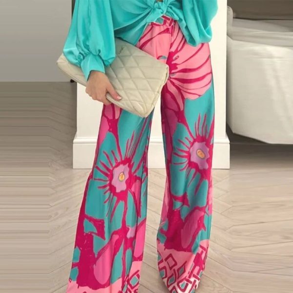 Pantalon Large Fleuri Coloré