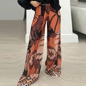 Pantalon Large Fleuri Femme