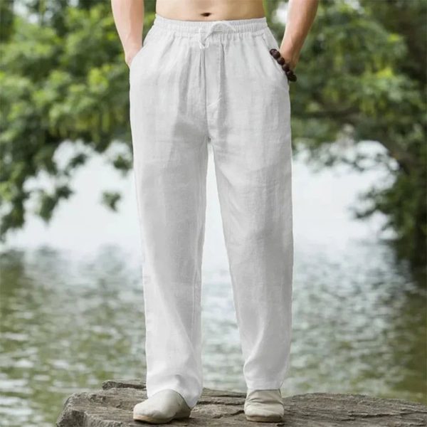 Pantalon Lin Blanc Homme