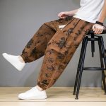 Pantalon Lin Homme Chinois Brun