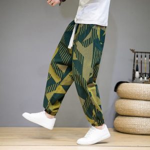 Pantalon Lin Homme Chinois Vert