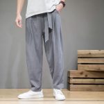 Pantalon Lin Homme Elastique Gris