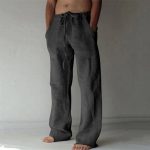 Pantalon Lin Homme Fashion Noir Délavé